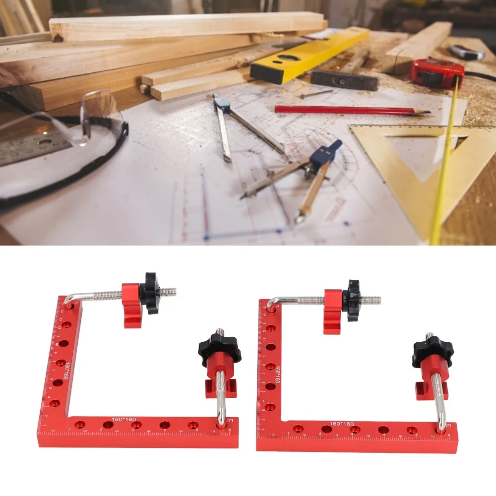 2pcs 160mm X 160mm 90 Degree Corner Clamp Aluminum Alloy 90 Degree L-Shaped Right Angle Clamp Woodworking Positioning Square