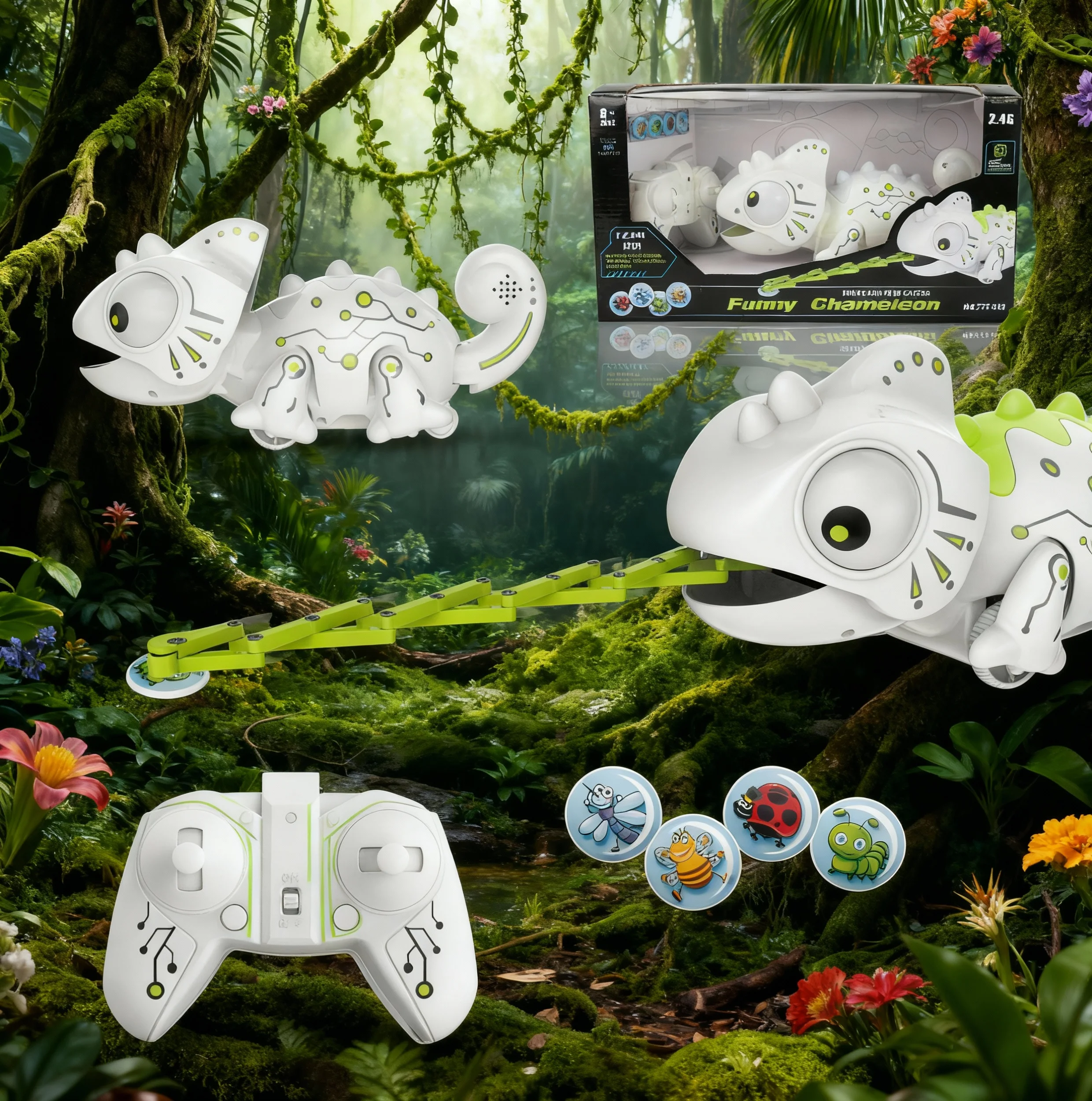 RC 카멜레온 2.4G 지능형 디노봇 장난감 리모컨 전기 도마뱀 애완동물 자동차 로봇 동물 어린이 선물