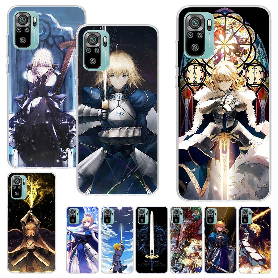 Fate Zero Stay Night Saber Print Soft Case for Xiaomi Redmi Note 11S 11T 10S 9S 8T 12 11 10 9 8 11E Pro Plus 7 Phone Shell Patte