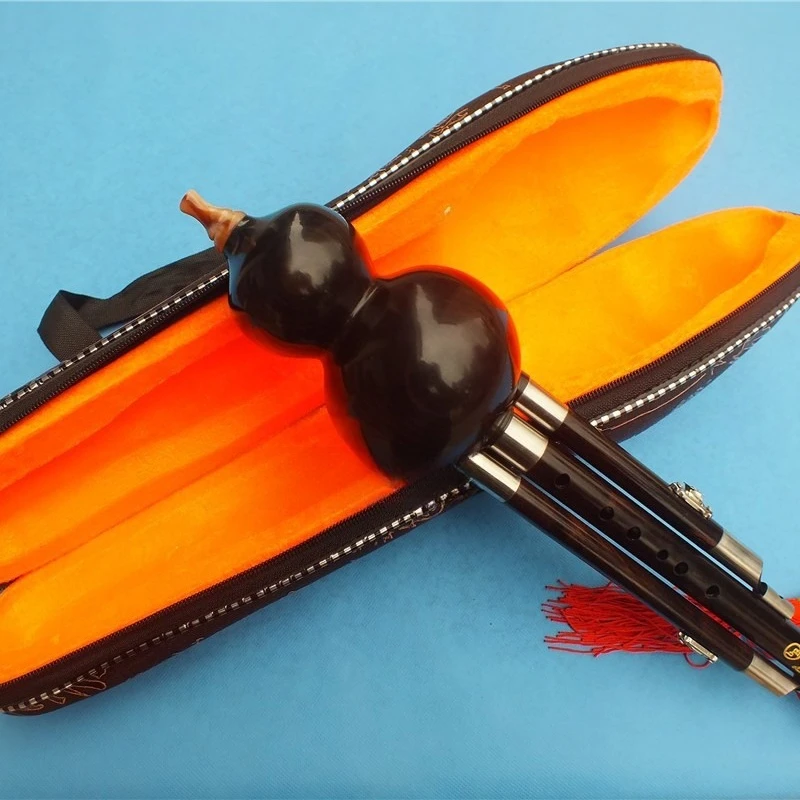 Hulusi Ebony Blackwood 3 Tone Detachable B Key, Traditional Chinese Musical Instrument, Portable Wind Pipe, Folk Flute
