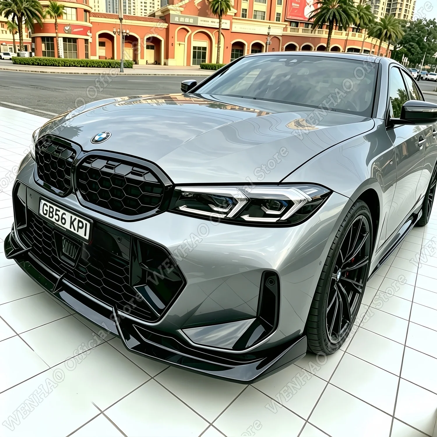 BMW G20 G21 LCI M 스포츠 330i 330e 320d M340i 2022-2025 튜닝 범퍼 바디킷용 3PCS 글로스 블랙 자동차 프론트 범퍼 립 스플리터 썸네일 2