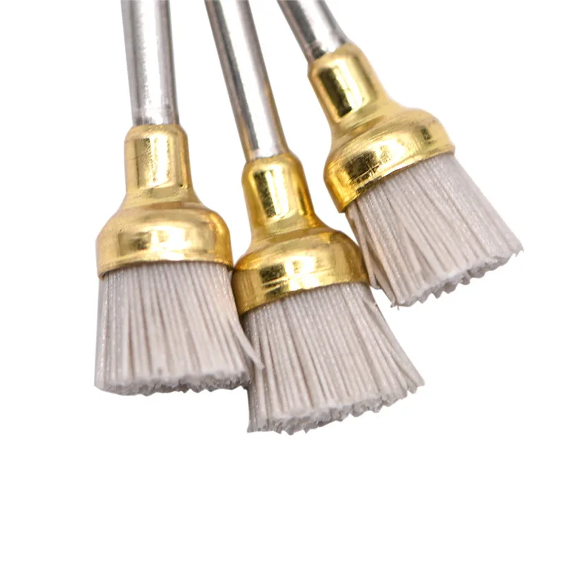 10PCS/Bag Dental Polishing Brush For Contra Angle Handpiece Alumina Oxide Material Latch Flat Bowl Teeth Polisher Brushes