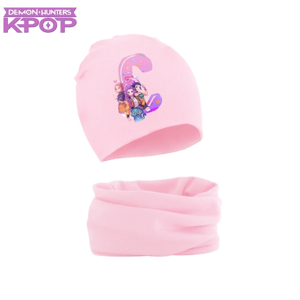 Kpop شيطان هنتر الطفل قبعة طقم أربطة عنق أنيمي رومي ميرا زوي قبعة منديل الاطفال الخريف الشتاء الدافئة القبعات الخمار هدية #4