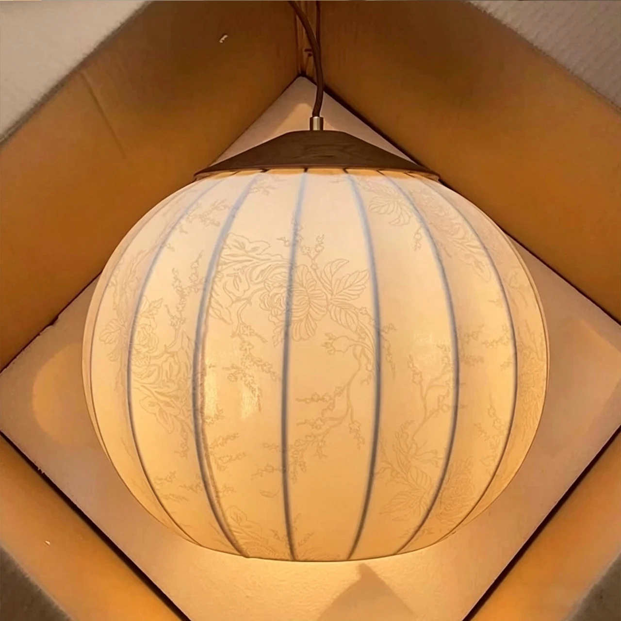 Japanese Wabi Sabi Pattern Cloth Pendant Lights Living Room Retro Solid Wood Dining Table Lamp