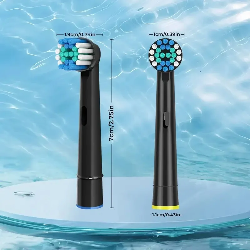 رؤوس فرشاة بديلة سوداء لتنظيف الفم الأساسي - فوهة فرشاة الأسنان الكهربائية