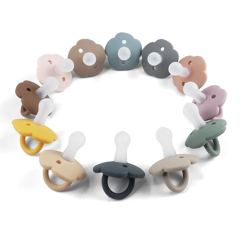 1pcs Baby Newborn Soft Food Silicone Nipple Infant Safe Flower shape Nipples Toddler Pacifier Kids Teether Toy For Boy And Girls