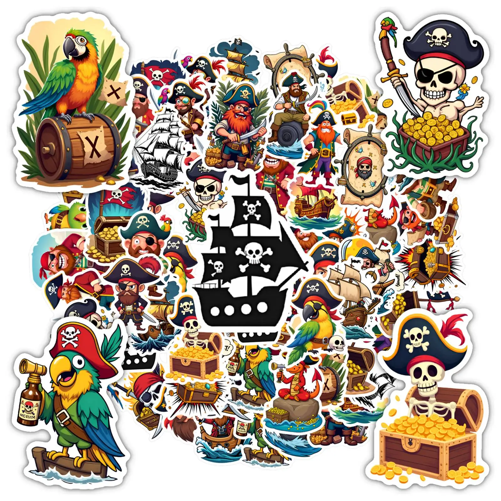 

35pcs-50pcs Cartoon Adventure Stickers Colorful Ocean Stickers Stationery Stickers For DIY Phone Guitar Laptop Notebook