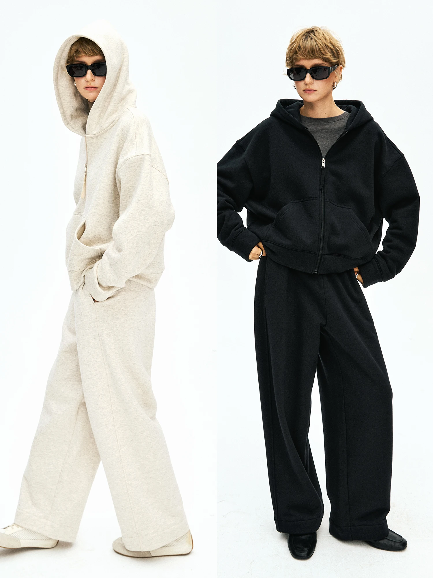 

Комплект MRS Studios: толстовка на молнии из коровьей шерсти и хлопка с капюшоном и спортивные брюки на резинке для девочек, удлиненная толстовка на молнии