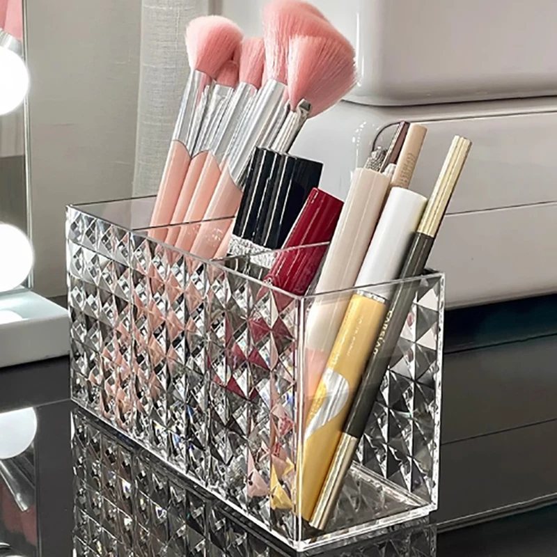 【B】Transparent Acrylic Lipstick Cosmetic Makeup Brush Storage Box Case Table Makeup Tool Organizer Holder