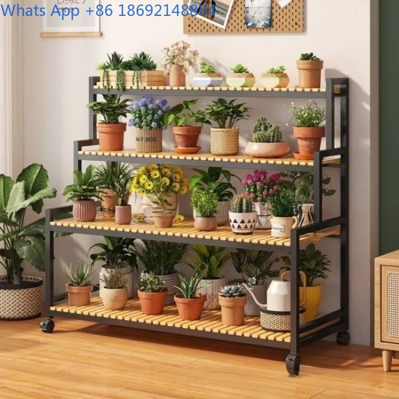 

Flower Stand with Wheels, Movable Storage Rack, Multi-layer Floor-standing Flower Stand, Balcony Indoor and Outdoor Rack