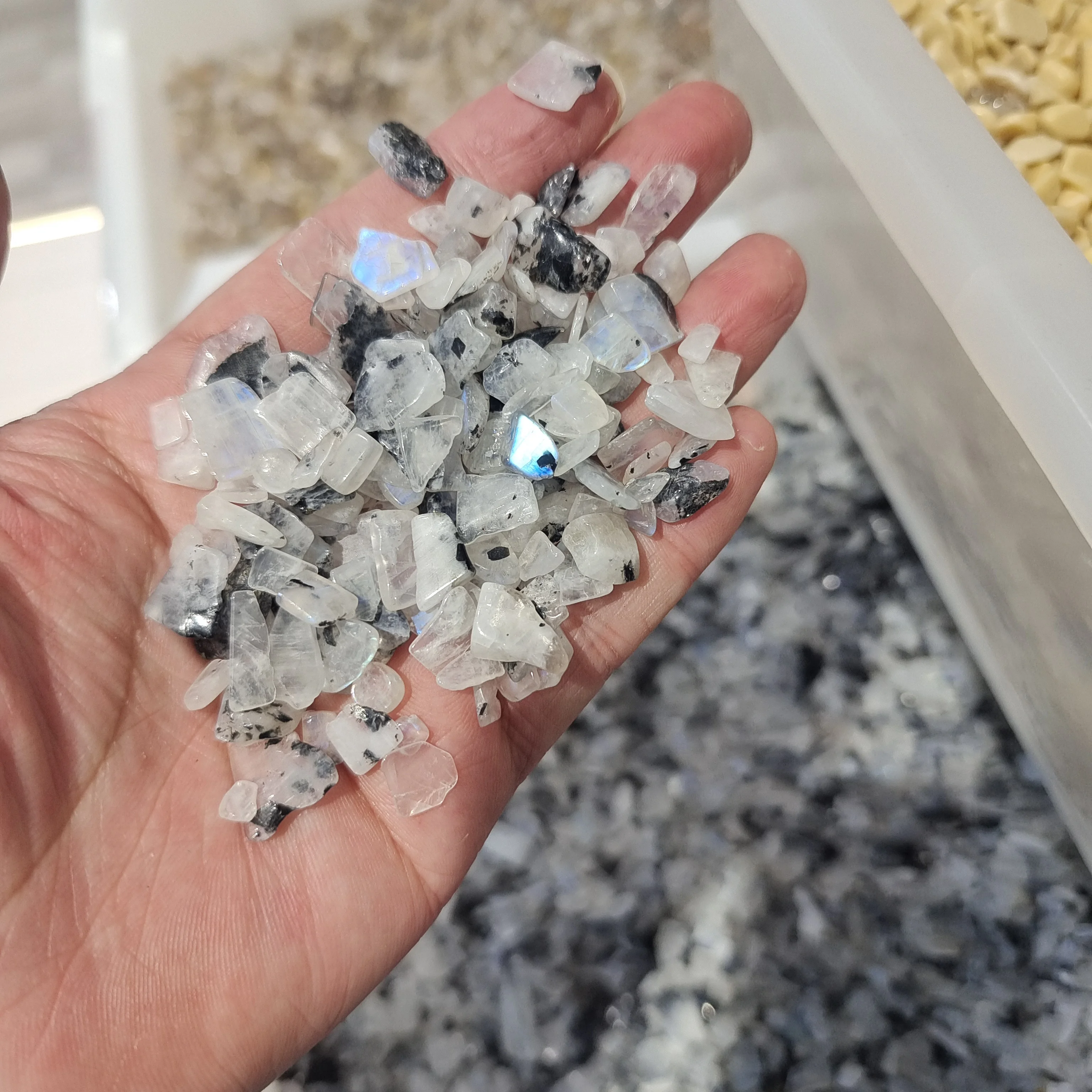 

Wholesale 1000g Natural Crystal Gray Labradorite Moonstone Gravel Rock Quartz Raw Quartz Crystals Natural Stones