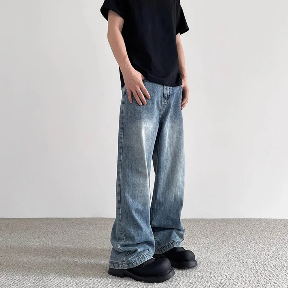 

Мужские однотонные прямые джинсы в американском стиле ретро, модный тренд, уличный хип-хоп, свободные дышащие повседневные летние мужские плавки