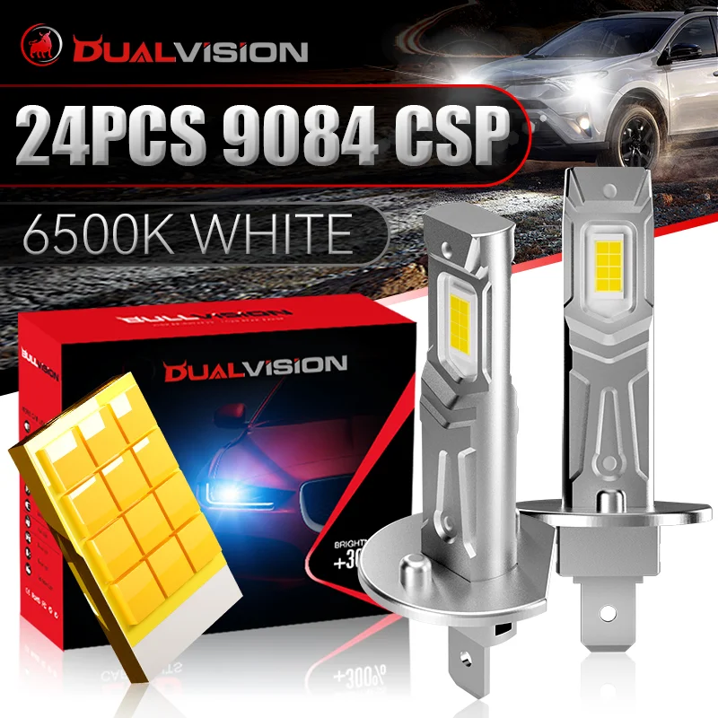 

Dualvision H1 LED Headlight 2PCS H1 Led Light Canbus No Error Fanless 6500K White CSP CHIPS High Low Beam 1:1 Mini Diode 12V 24V