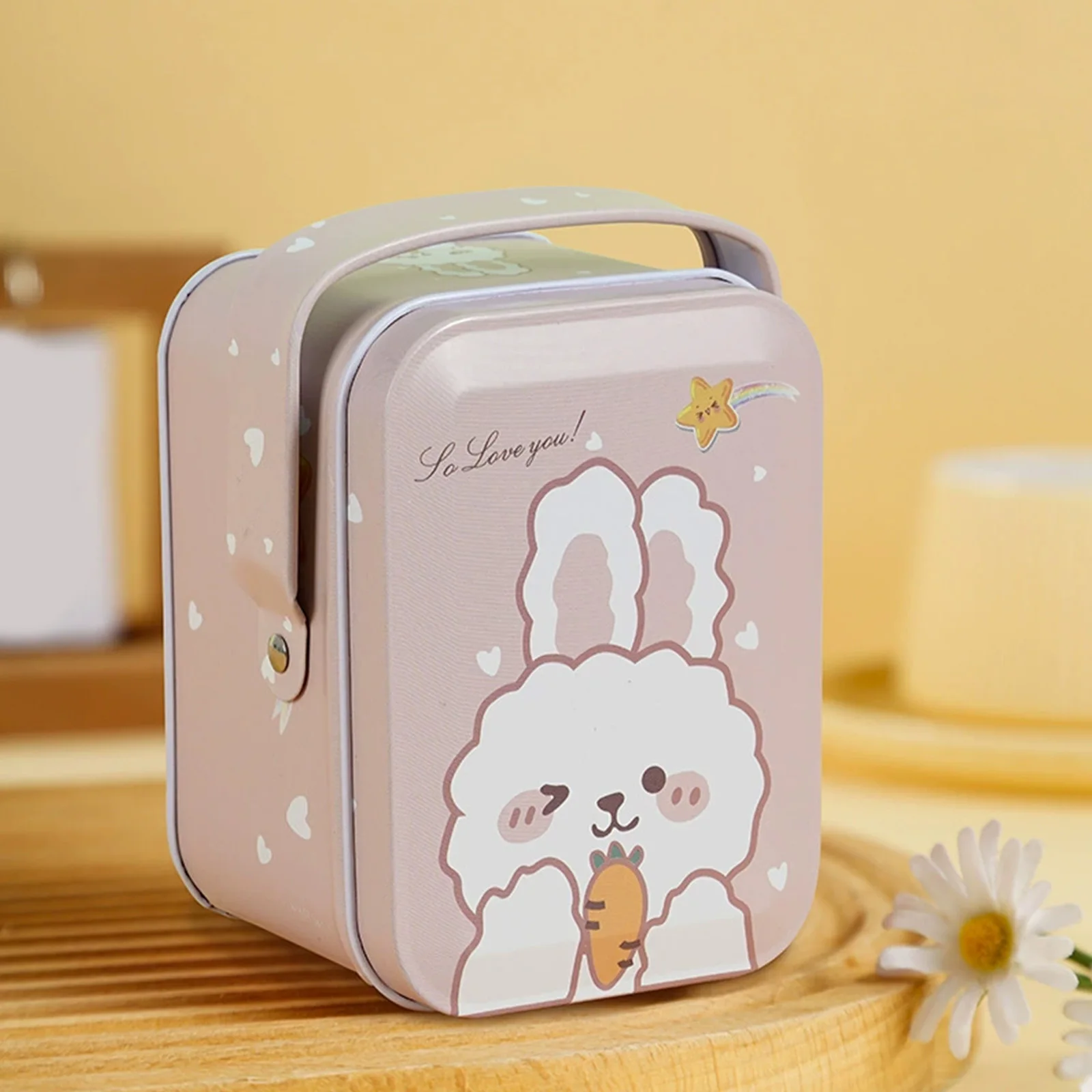 

Bunny Keychain with Metal Buckle Soft Fuzzy Rabbit Keychain with Tin Box for Women Car Bags Backpacks Easter Gift