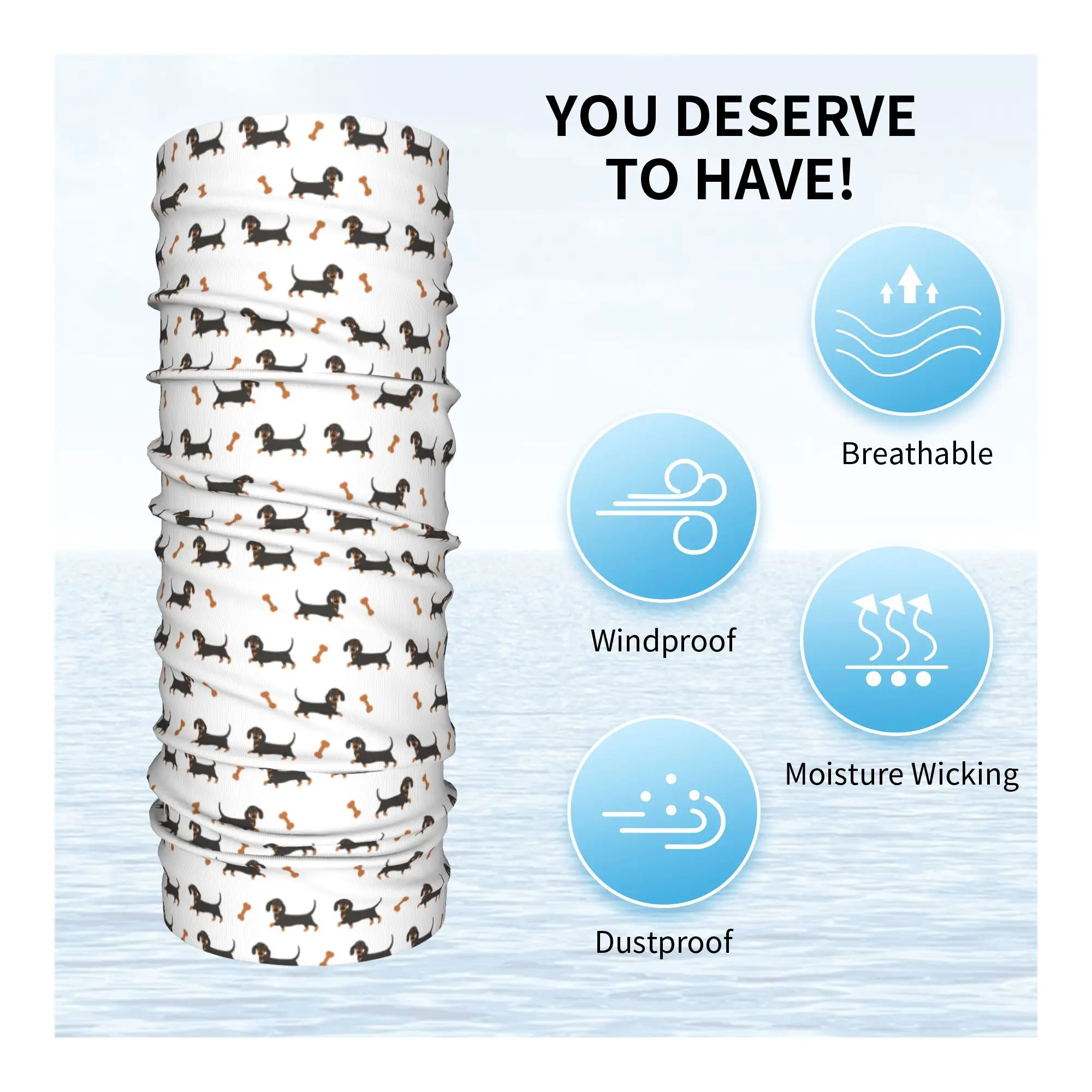 ブラックとタン ダックスフント ソーセージ ドッグ バンダナ ネックカバー プリント ラップ スカーフ 多用途 フェイスマスク サイクリング ユニセックス 大人 洗える