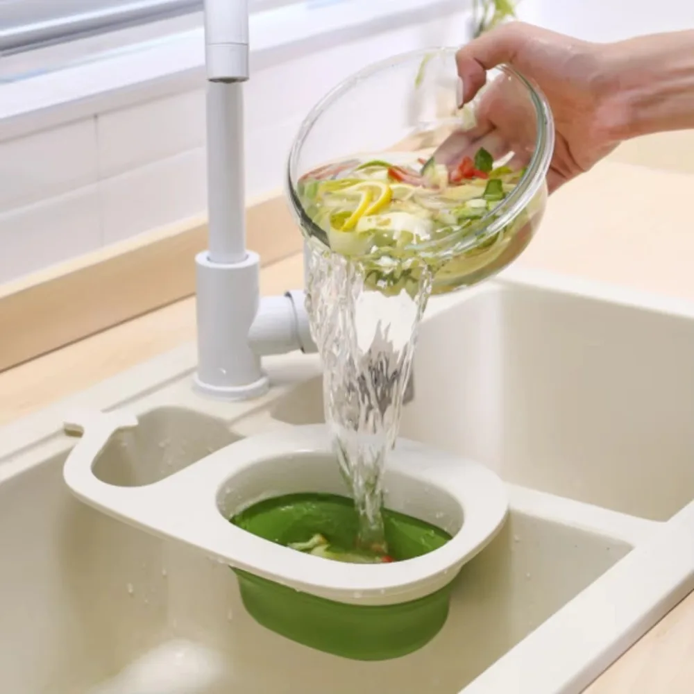 New Folding Sink Strainer Multifunctional Silicone Sink Drain Shelf Gadgets Accessories Whale Shape Waste Filter Basket