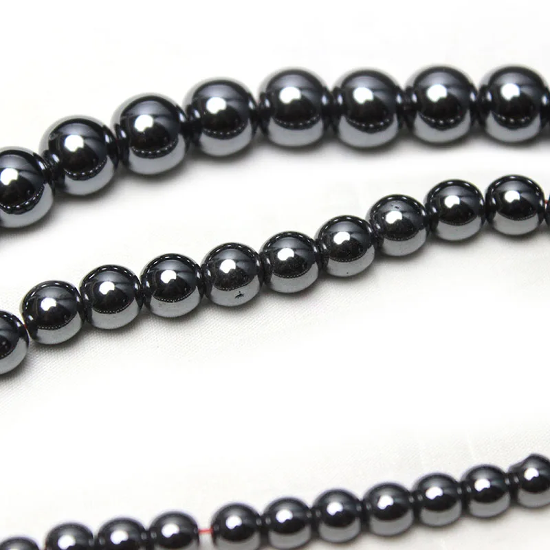 Natural Stone Black Hematite Round Loose Beads For Jewelry Making DIY Bracelet 2 3 4 6 8 10 12MM 15\