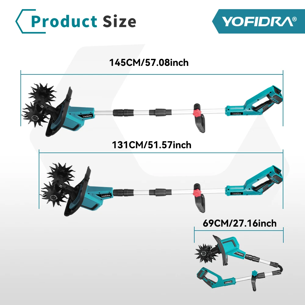 YOFIDRA فرش 1500 واط الكهربائية حارق الحدائق جزازة العشب Rototiller لزراعة التربة حديقة أداة ل ماكيتا 18 فولت بطارية دبوس