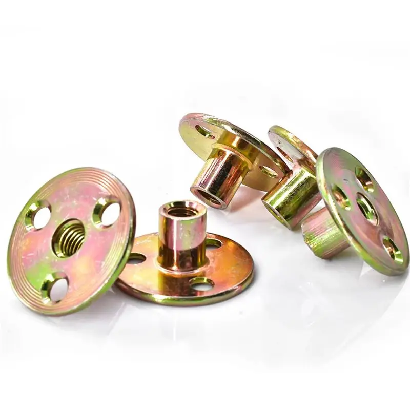 BAAG-50X M10 Iron Plate Nut Three-Hole Flange Nuts Coupling Thread Furniture Fastener Lock Sofa Accessory Fastener T Nuts