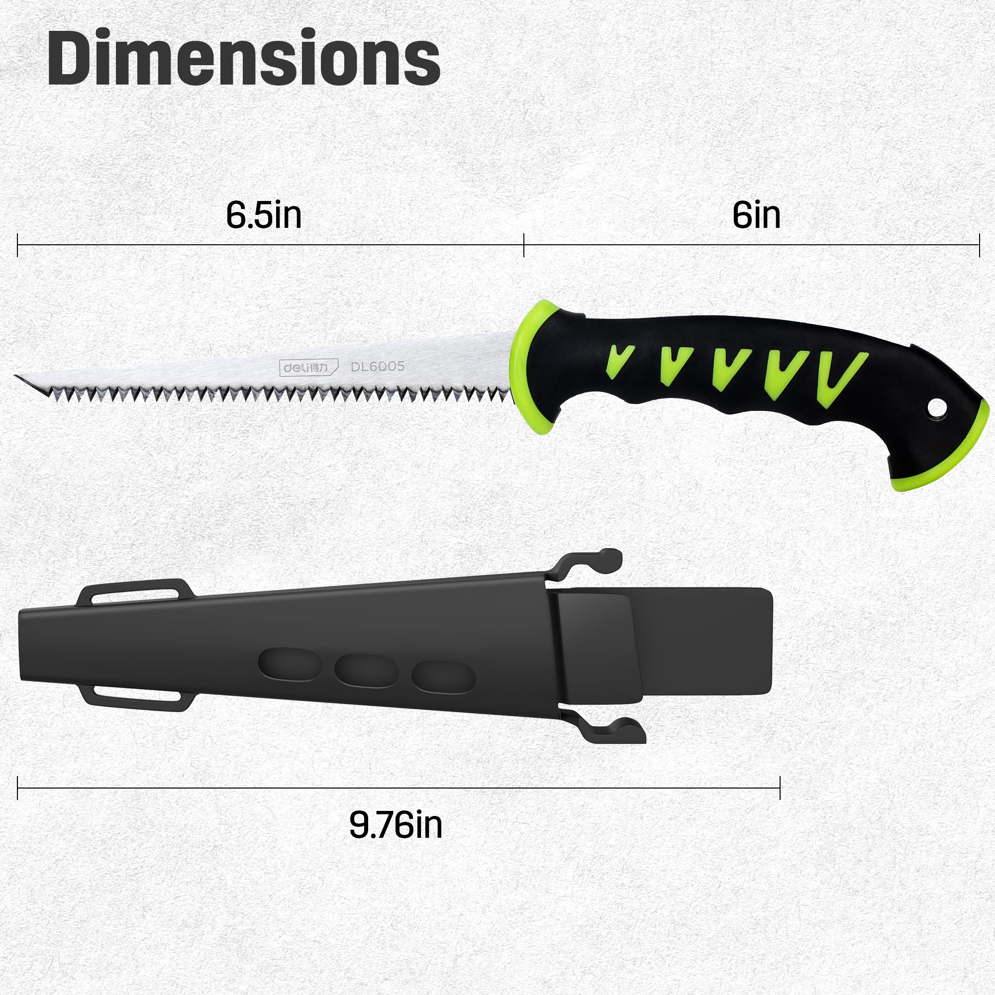 Deli 150mm Green Keyhole Saw 65Mn Steel,Durable and Sharp Blade for Precision Cutting in Woodworking and DIY Projects