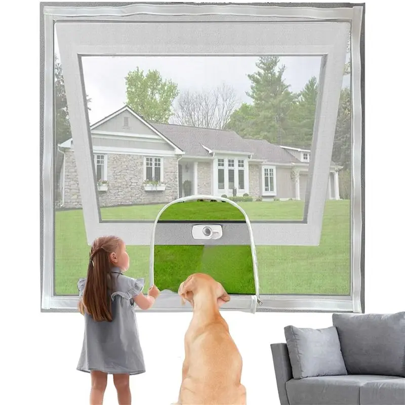 AB42-2X Adjustable Window Screen Replacement Kit With Zipper Opening,Keep Mosquitoes Out,Insect Protection Nets For Household