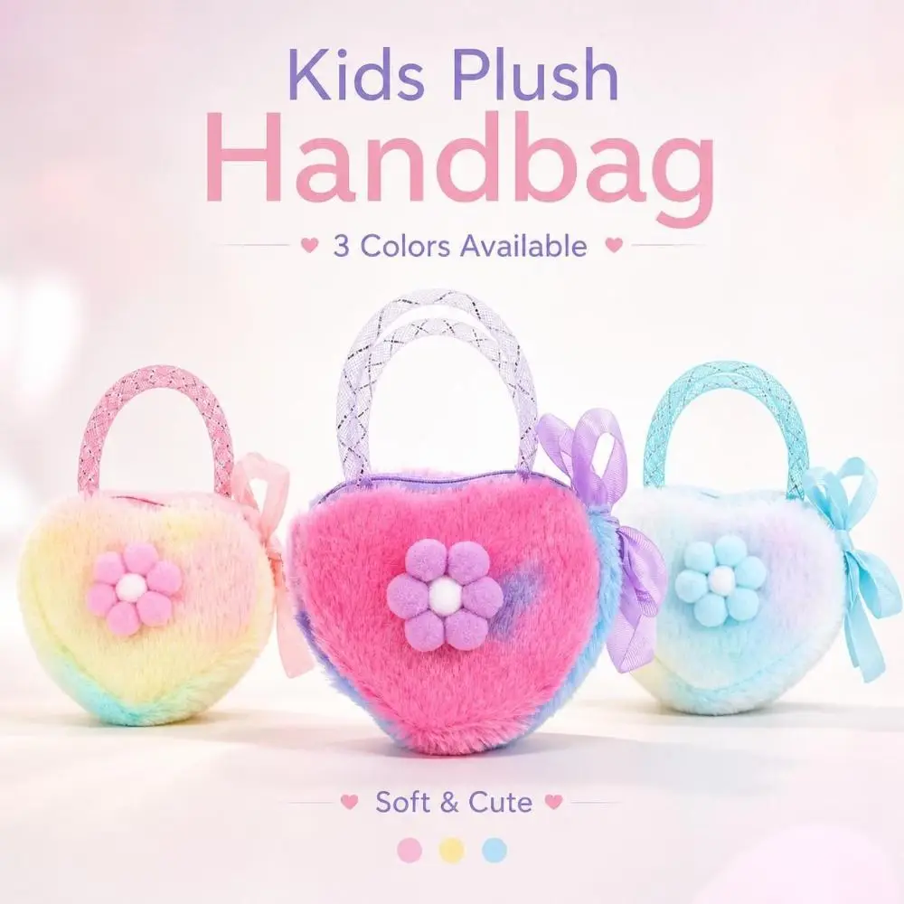 Heart-Shaped Shoulder Bag Small Backpack Zipper Closure Kids Messenger Bag Lightweight Kawaii Crossbody Bag For Children