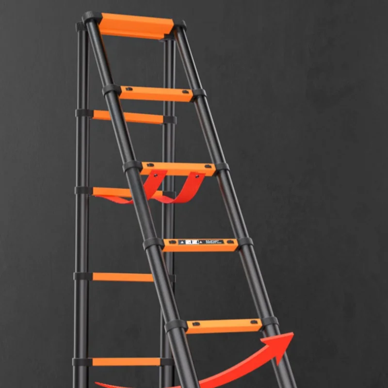 Thickened Carbon Steel Telescopic A-Frame Ladder, Multi-Function Folding Ladder with Wheels,Portable Heavy Duty Home Engineering