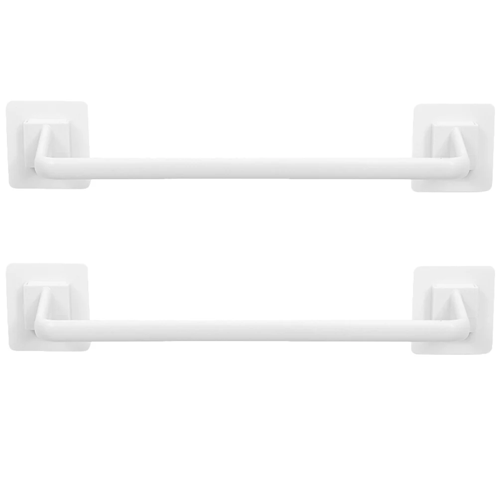 

2 Pcs Material Nail free Wall mounted Compact Towel Rack Smooth Edge Towel Rack Bathroom Kitchen Storage Accessory