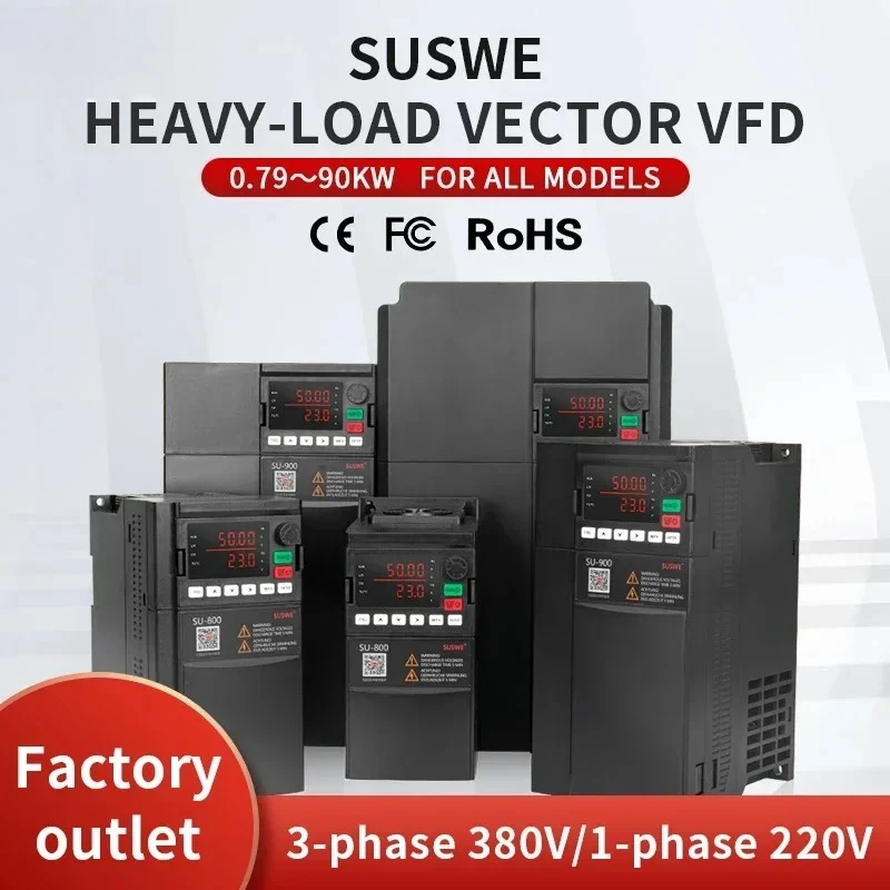 NEW VFD 0.75KW 1.5KW 2.2KW 7.5KW 15KW single-phase input three-phase output 220V To 380V Variable Frequency Drive Converter