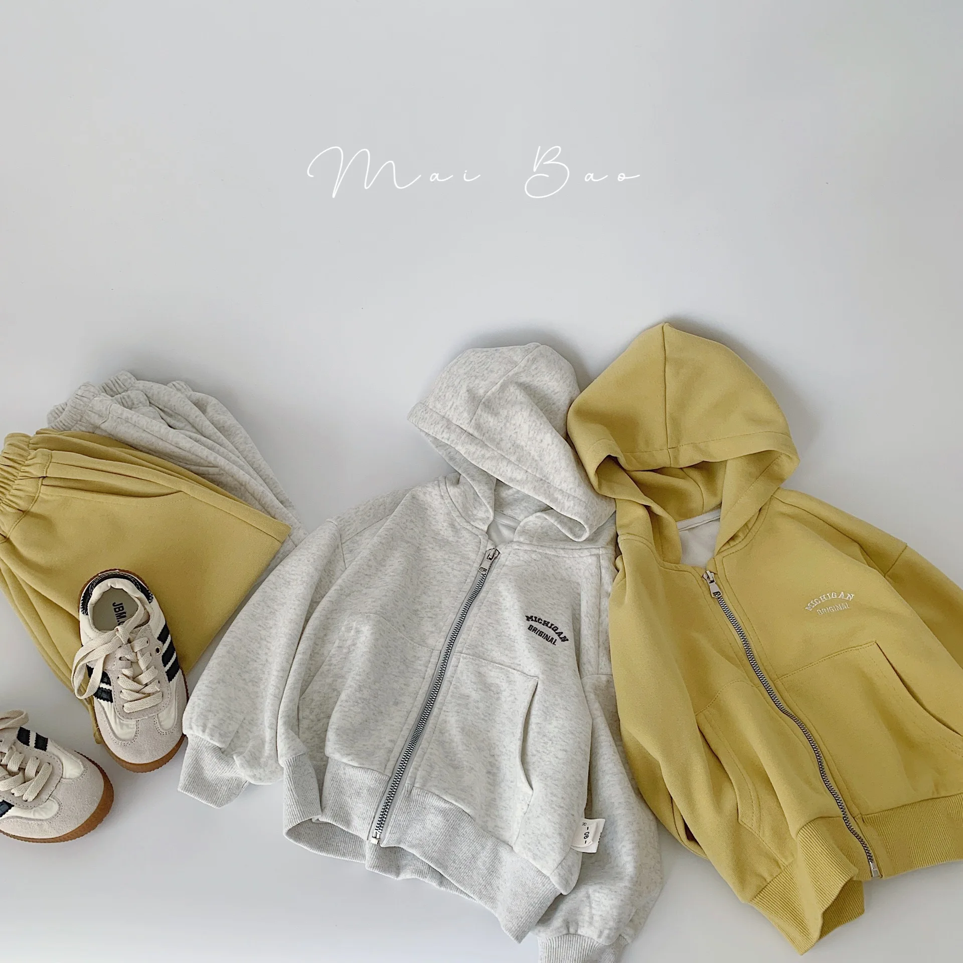 

Toddler Boys 2piece Set Autumn Hooded Zipper Infant Baby Boys Top Solid Color Elastic Waist Infant Baby Boys Casual Sweatpants