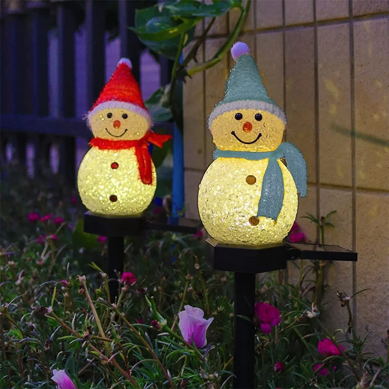 Led Sneeuwpop Solar Tuin Licht Buiten Grond Inzet Licht Op Zonne-Energie Kerstpad Verlichting Voor Kerst Gazon Tuin Decoratie