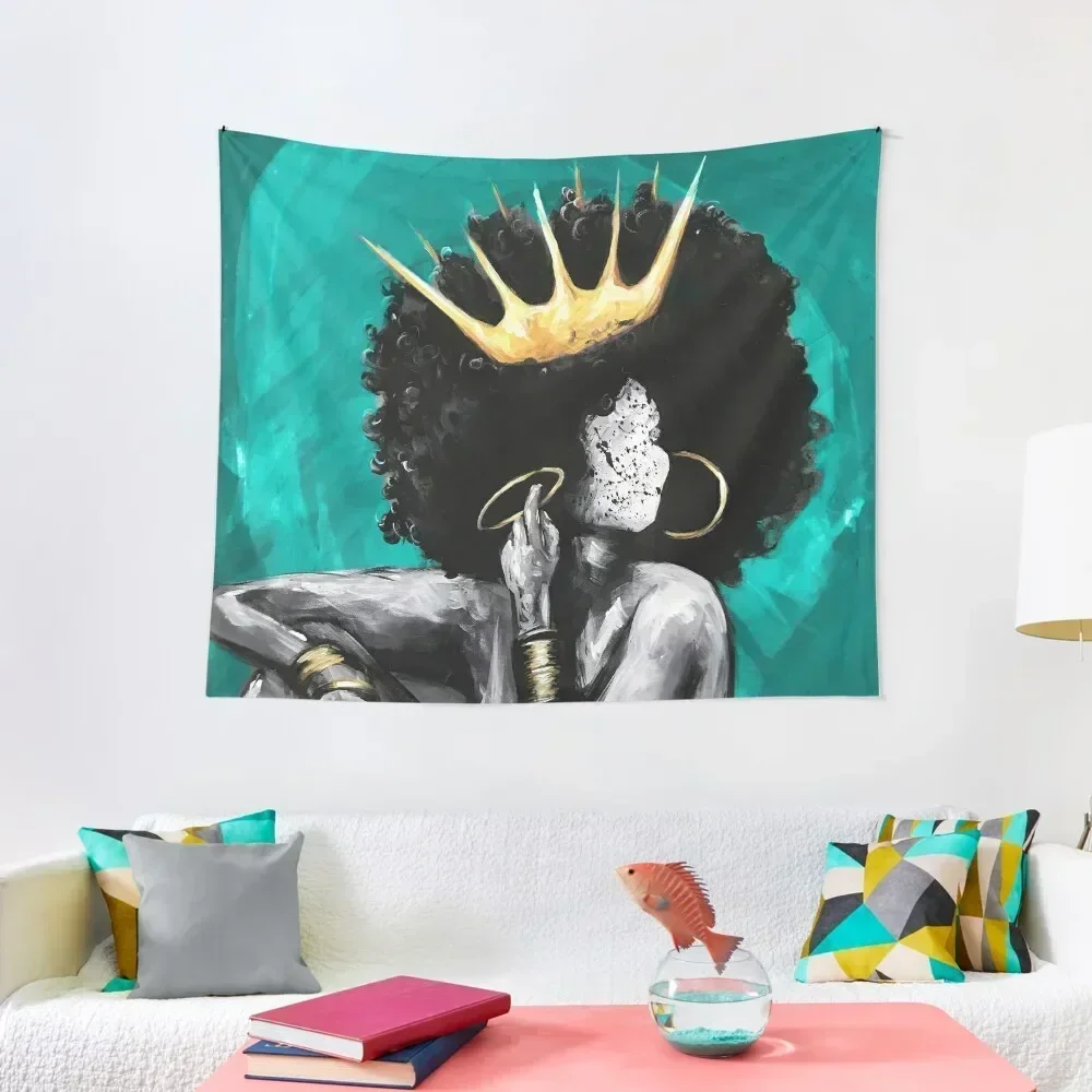 

Naturally Queen VI TEAL Tapestry Aesthetic Room Decor Wall Carpet Tapestry