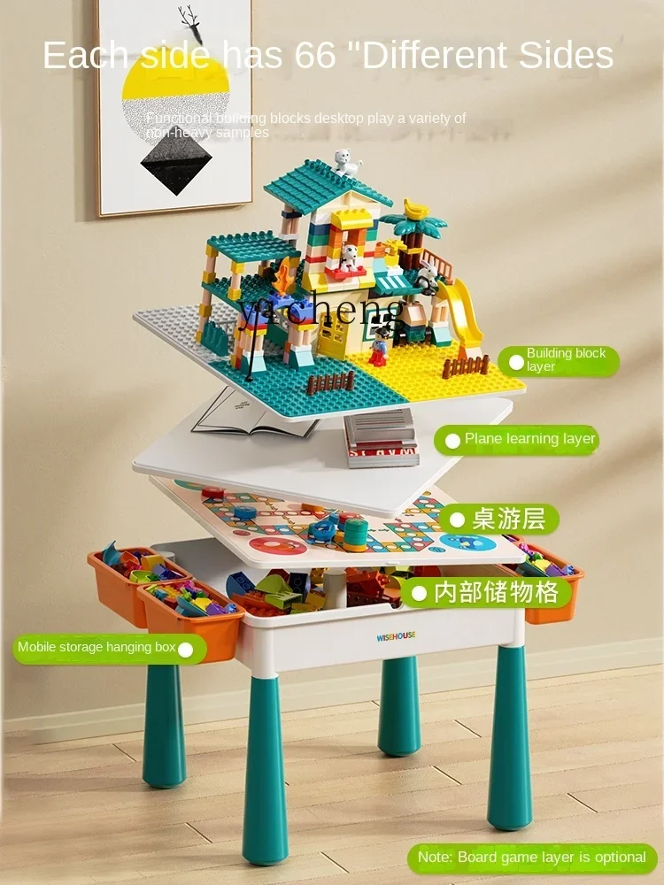 Stół do układania klocków dla dzieci XL, wielofunkcyjny stół do zabawy, stół i krzesło.