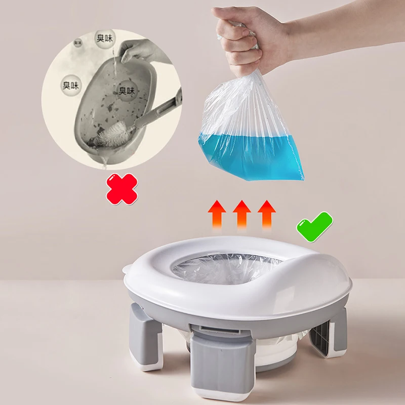 Outdoor Emergency Mobile Toilet Baby Pot Portable Silicone Baby Potty Training Seat with 20 Cleaning Bags Baby Travel Toilet