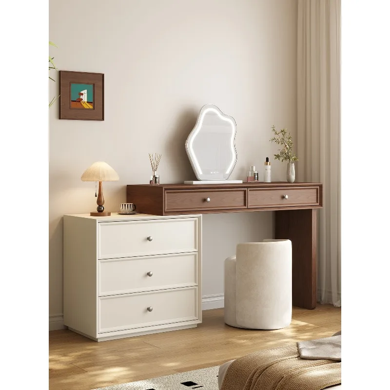 

Bedroom dresser chest integrated solid wood makeup table simple modern walnut medieval cream style
