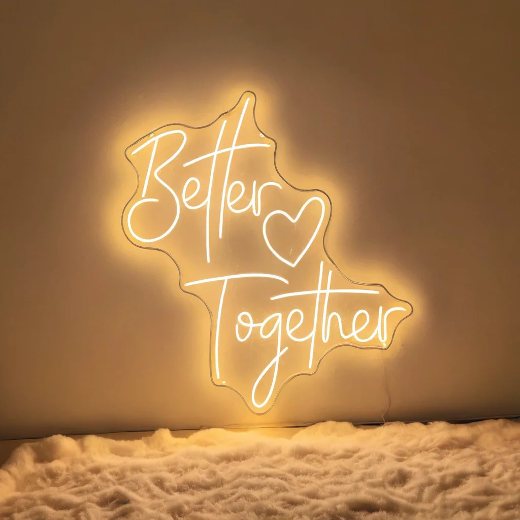 

Неоновая светодиодная вывеска «Better Together» — романтический настенный светильник для свадебного декора, юбилеев, помолвок и эстетического оформления комнаты
