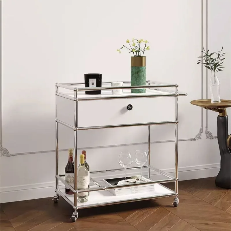 Modern medieval Bauhaus trolley movable dining car with wheels USM commercial home living room floor side few