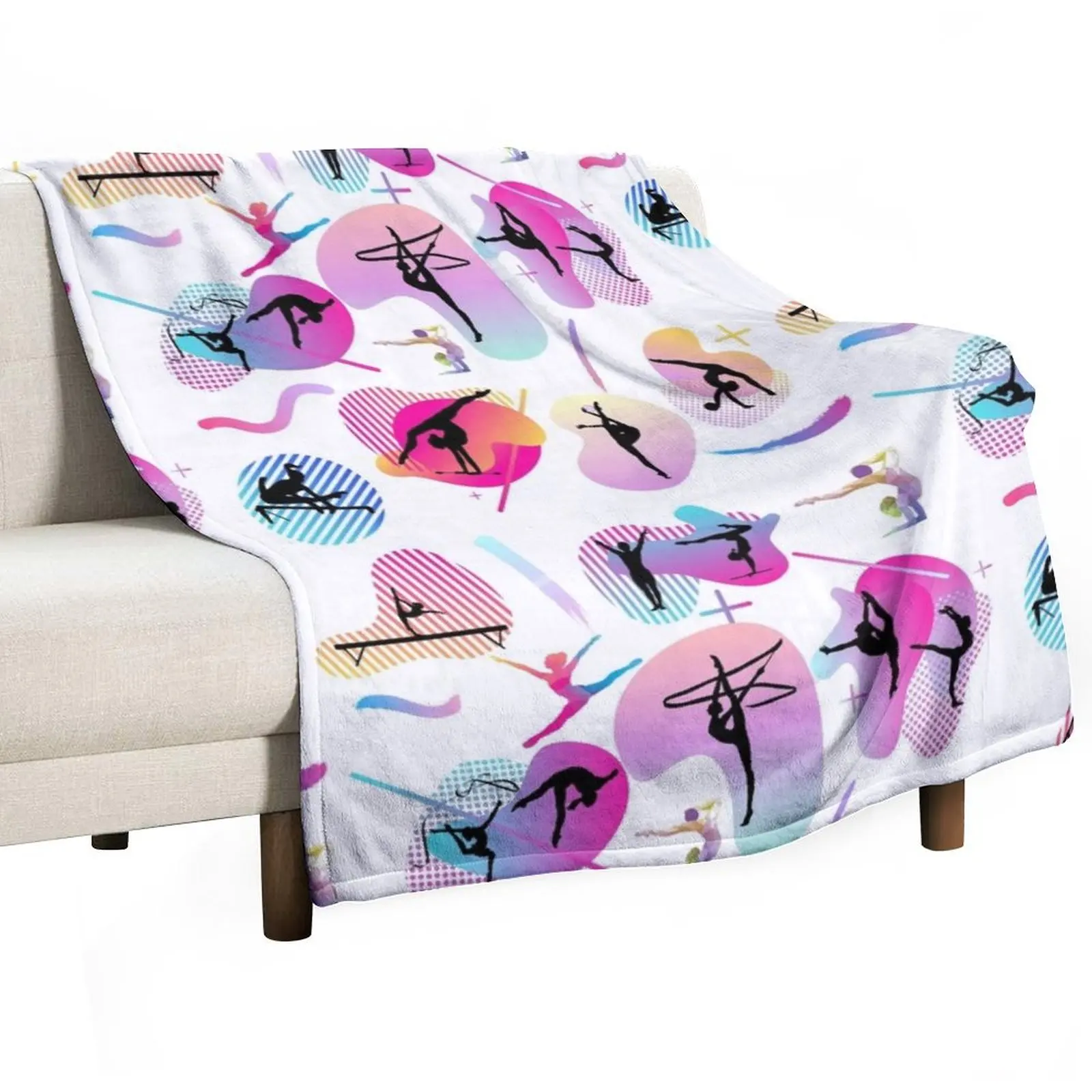 Gymnastics print Throw Blanket Decorative Beds Kid'S Vintage Furrys Weighted Plaid Blankets