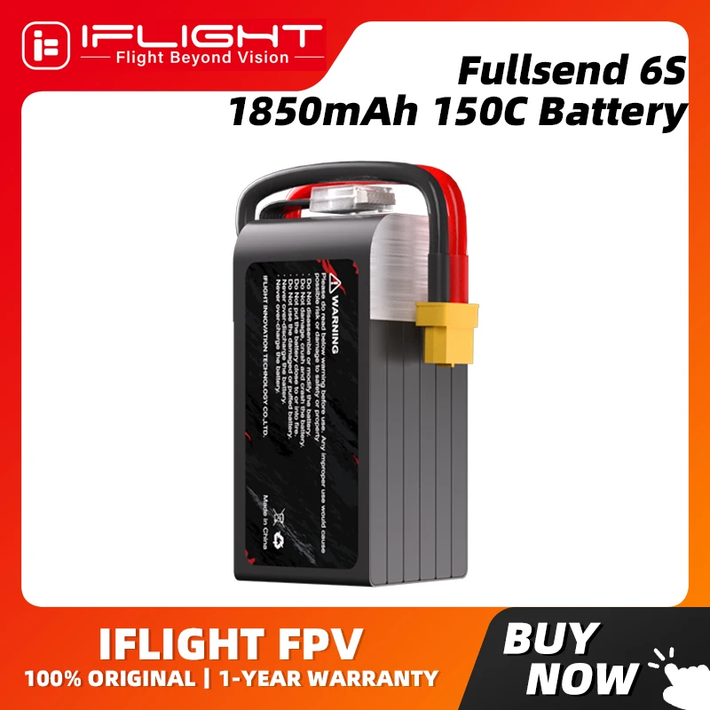 IFlight Fullsend 6S 1850mAh 22.2V 150C Li-Ion Lipo Battery with XT60H Connector for FPV