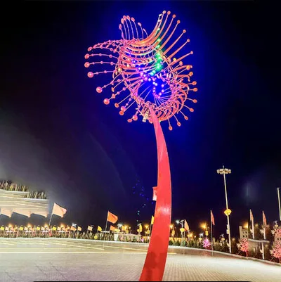 ff-Colorful Spiral Stainless Steel Kinetic Wind Structure Spinner Sculpture Polished Plated Model Casting Welding Techniques！