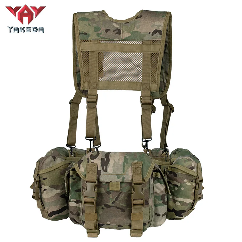 YAKEDA chaleco táctico MOLLE camuflaje verde - nylon 1000D exterior