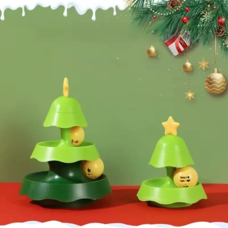 شجرة عيد الميلاد القط دائري متعدد الوظائف المسار مضيئة الكرة القط لعبة الذاتي مرحبا مهدئا الصوت رنين لعبة القط #1