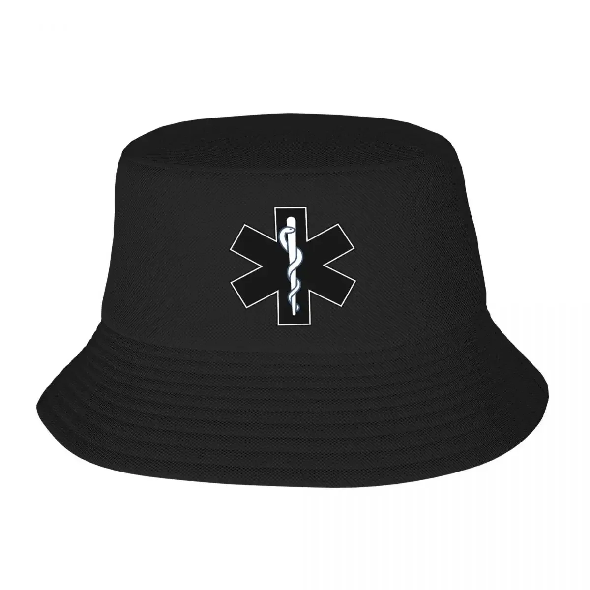 Custom Unisex Paramedic Star Of Life Bucket Hat Travel Beach Emt Emergency Medical Symbol Summer Camping Hat