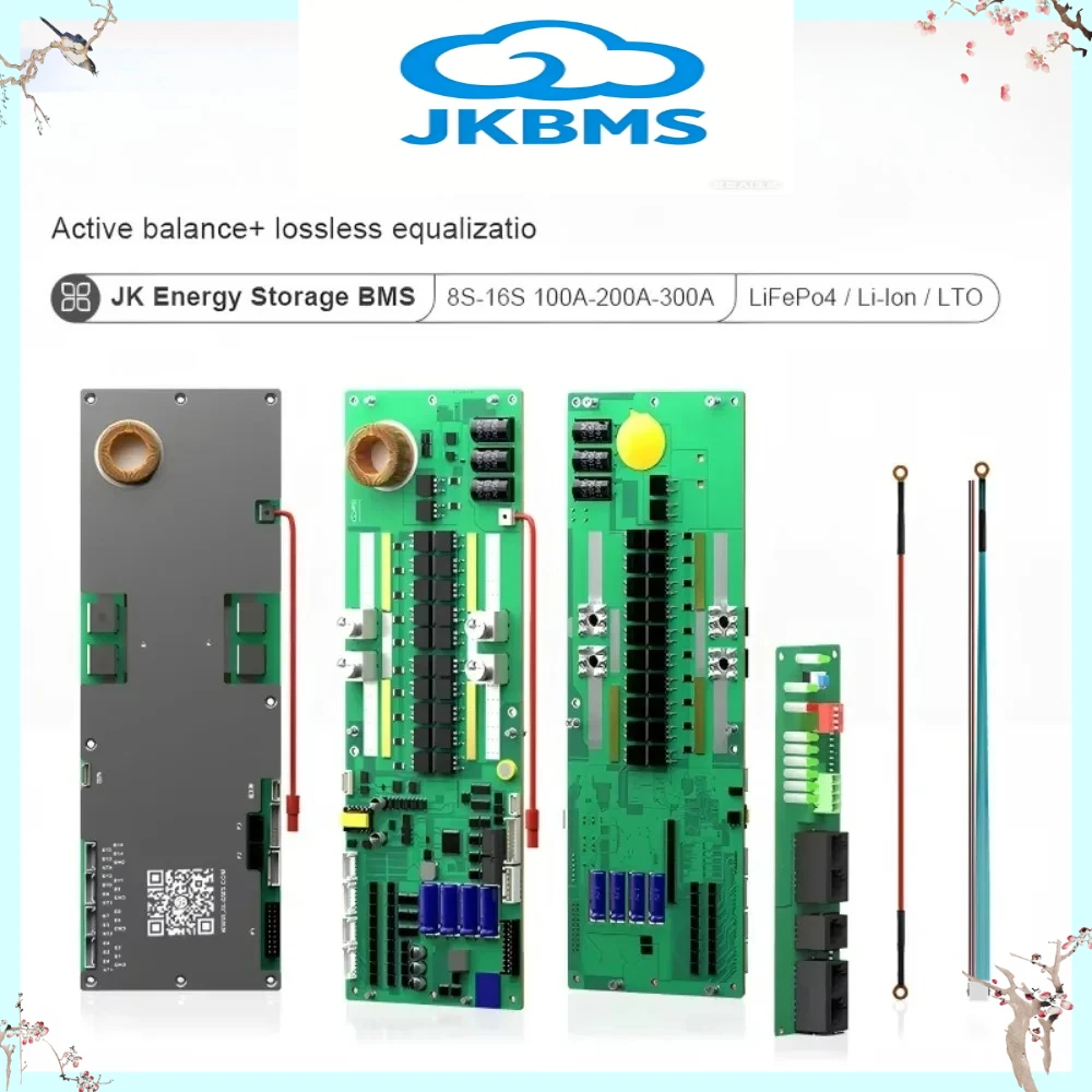 JIKONG V19 Inverter BMS 8S 16S 24V 48V 100A 200A 300A 1A/2A Active Balancer Li-ion LiFePO4 LTO Battery BMS
