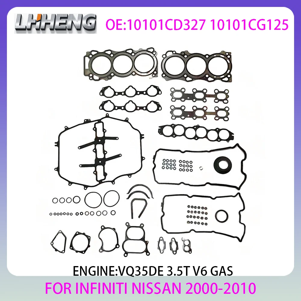 VQ35DE ENGINE gasket set For INFINITI FX35 NISSAN 350Z Z33 ELGRAND E50 E51 3.5L 3.5 L T V6 GAS 2000-2010 10101CD327 10101CG125