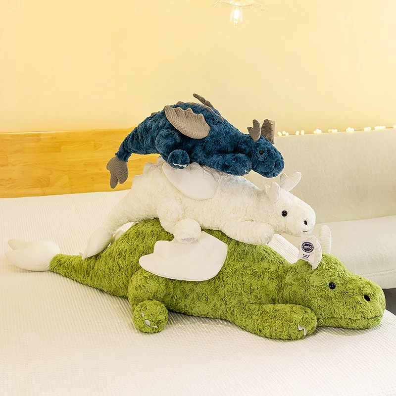 

135cm Small Flying Dragon Pillow Long Cute Green Plush Toy Dinosaur Rag Doll Super Soft Sleeping Legs Stitch Kawaii Juguetes