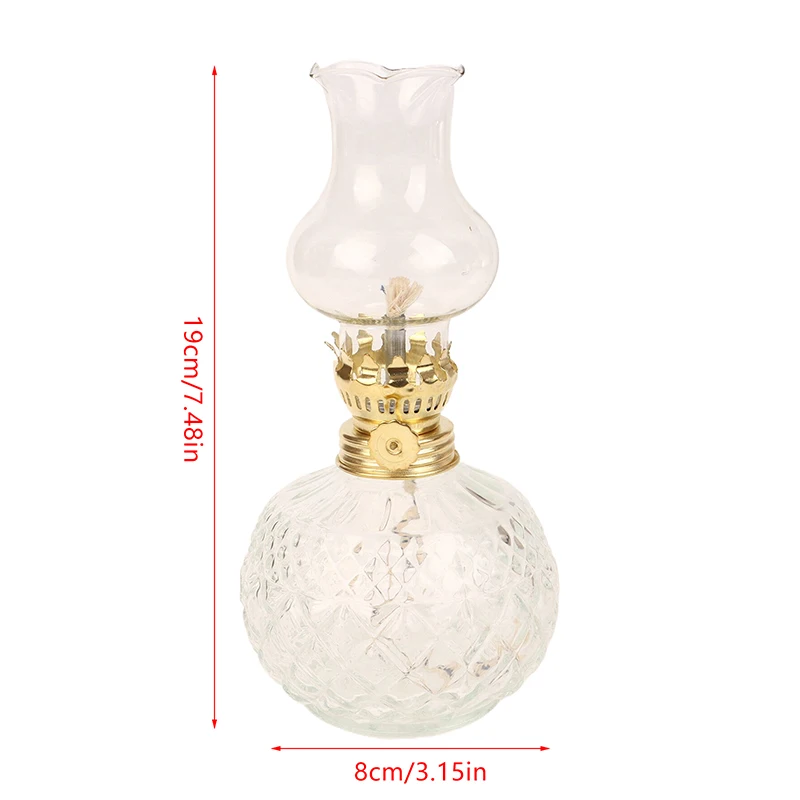 1Pc Vintage Nostalgic Furnishings Glass Paraffin Lamp Crafts Crystal Lamp Indoor Old Desk Lamp Emergency Lighting Tools