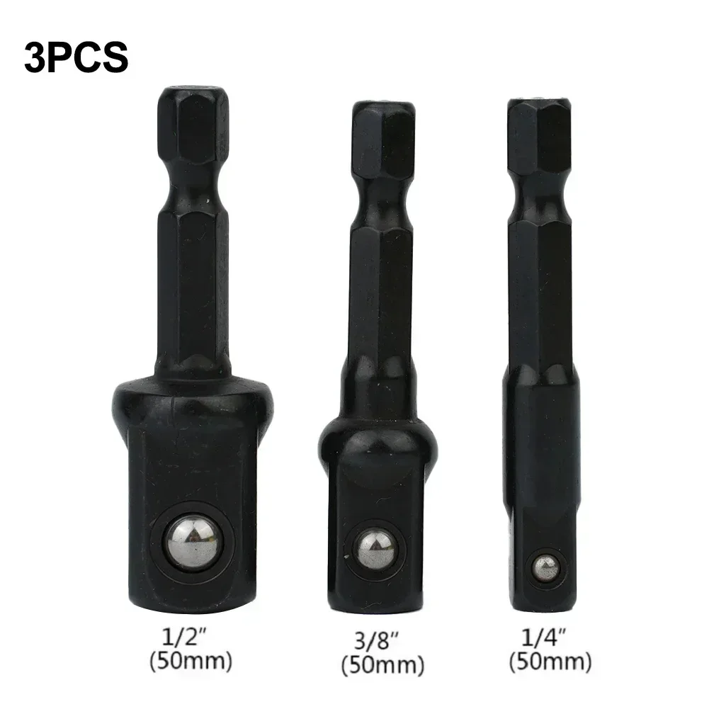 

3pcs 1 2 1 4 3 8 Socket Adapter Steel Ball Connecting Rod 50mm Bead Handle Nut Driver Sockets Hex Shank Extension