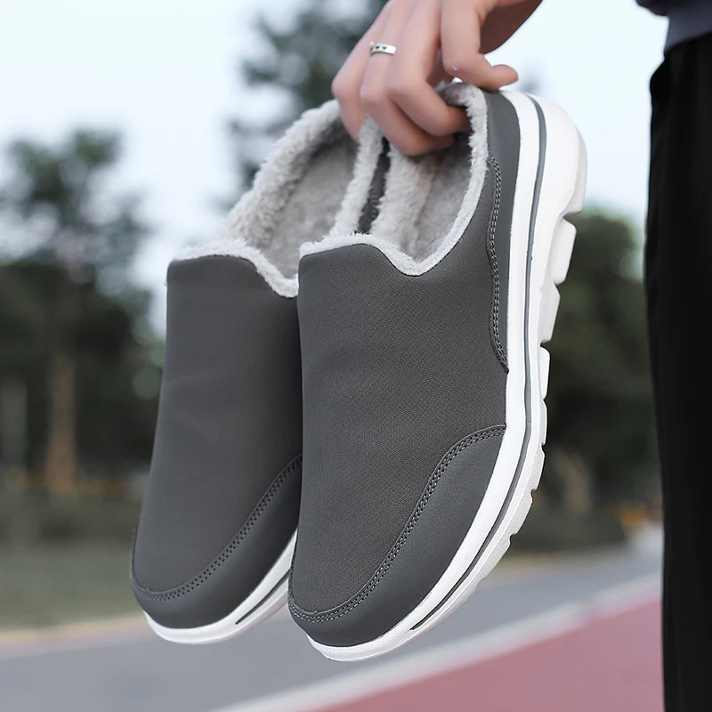 

casual shoes men winter slippers male half slippers walking shoes slip on loafers plush shoes male warm flats men comfortable