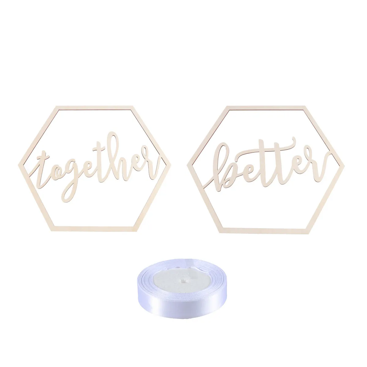 2Pcs Hexagonal Wood Chair Signs Wedding Decor for Bride Groom Ceremony Seating Decoration Garden Lawn Photo Prop